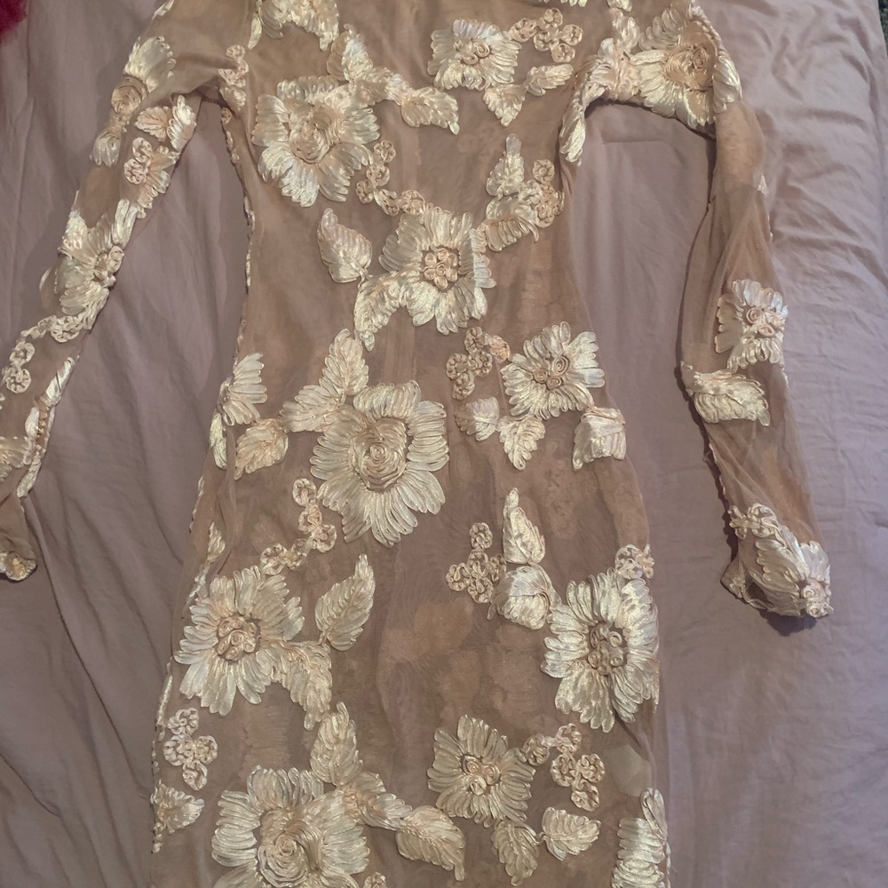 Mesh dress with 3D flowers